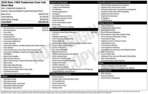 Diamond Black Crystal Pearlcoat 2025 RAM 1500 Tradesman