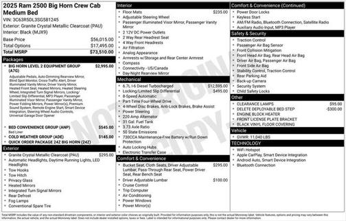 2025 RAM 2500 Big Horn Crew Cab 4x4 6'4' Box