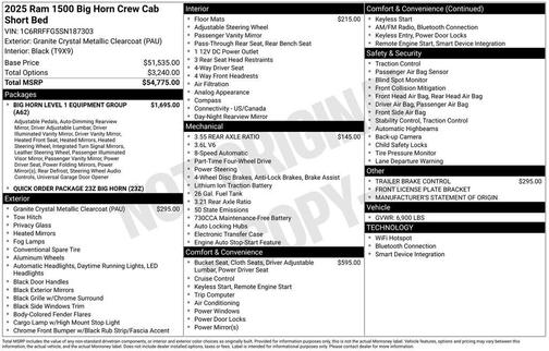 2025 RAM 1500 Big Horn/Lone Star
