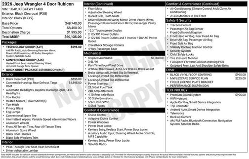 Black Clearcoat 2026 Jeep Wrangler Rubicon