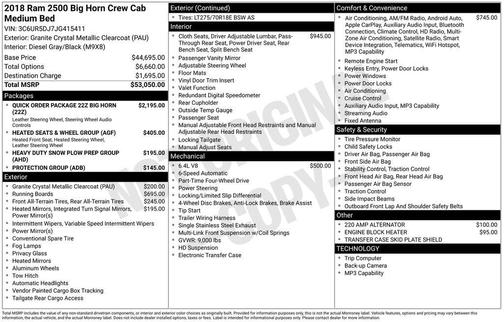 2018 RAM 2500 Big Horn Crew Cab 4x4 6'4' Box