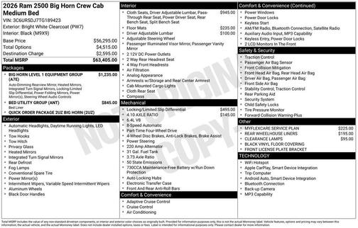 2026 RAM 2500 Big Horn