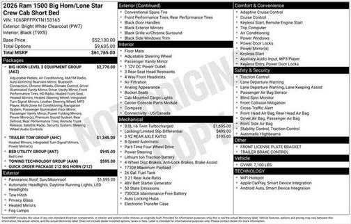 2026 RAM 1500 Big Horn/Lone Star
