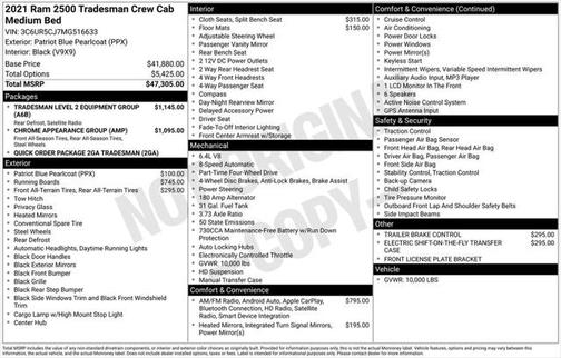 2021 RAM 2500 Tradesman Crew Cab 4x4 6'4' Box