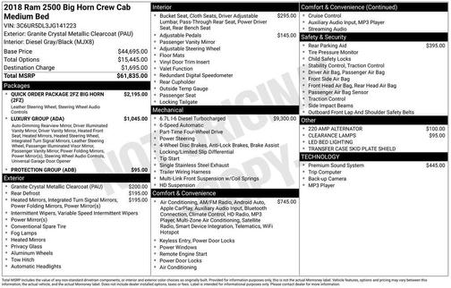 2018 RAM 2500 Big Horn Crew Cab 4x4 6'4' Box