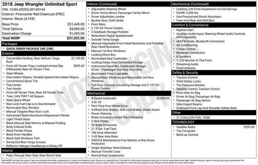 2018 Jeep Wrangler Unlimited Sport