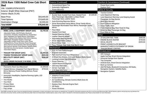 Bright White Clearcoat 2026 RAM 1500 Rebel