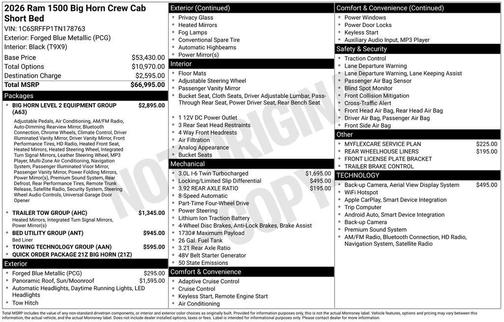2026 RAM 1500 Big Horn/Lone Star