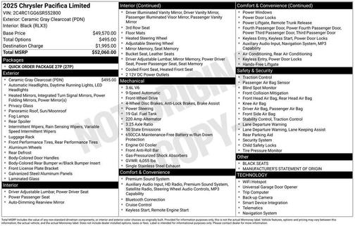 2025 Chrysler Pacifica Limited