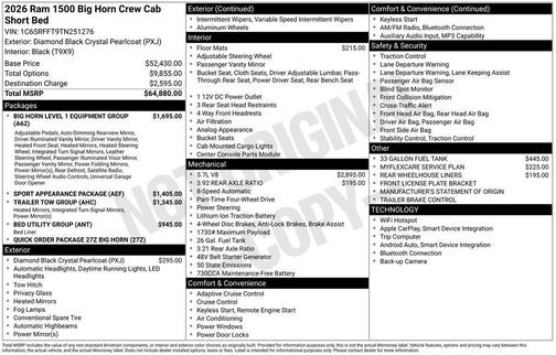 2026 RAM 1500 Big Horn/Lone Star