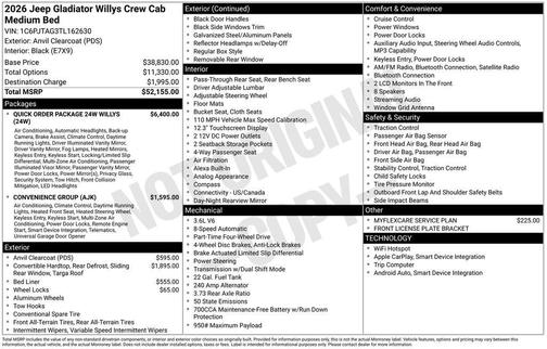 2026 Jeep Gladiator Willys 4x4