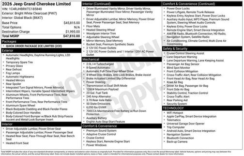 2026 Jeep Grand Cherokee Limited
