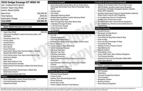 2026 Dodge Durango GT HEMI V8