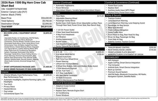 2026 RAM 1500 Big Horn/Lone Star