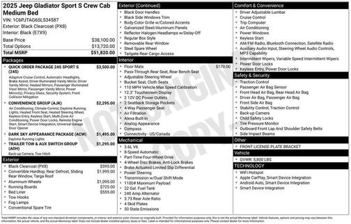 2025 Jeep Gladiator Sport