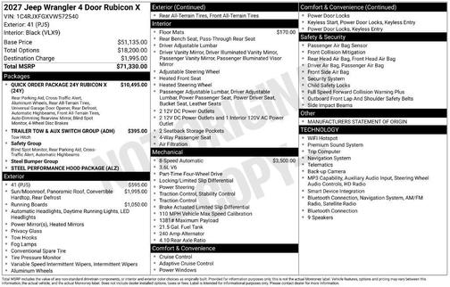 41 DISC 2027 Jeep Wrangler Rubicon X