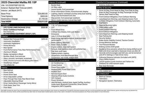 2025 Chevrolet Malibu RS
