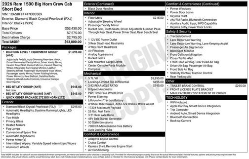 Diamond Black 2026 RAM 1500 Big Horn/Lone Star