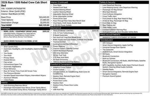 Silver Zynith 2026 RAM 1500 Rebel
