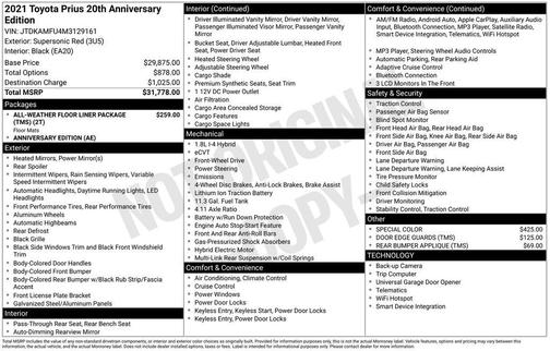 2021 Toyota Prius 20th Anniversary Edition