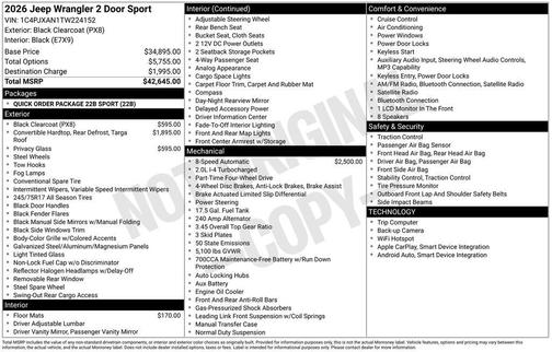 2026 Jeep Wrangler Sport