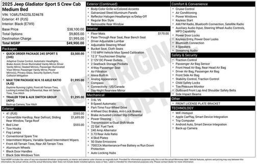 2025 Jeep Gladiator Sport