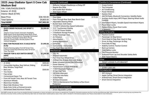 2025 Jeep Gladiator Sport