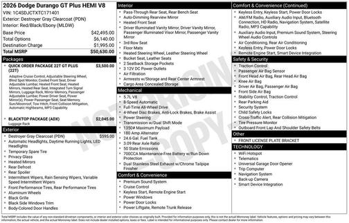2026 Dodge Durango GT HEMI V8