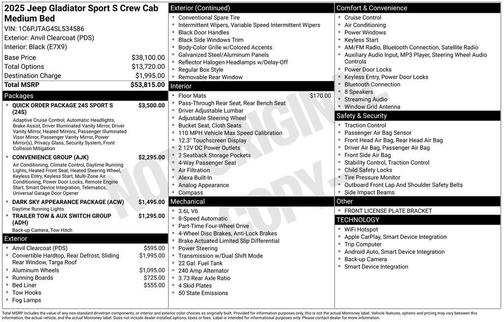 Anvil Clearcoat 2025 Jeep Gladiator Sport