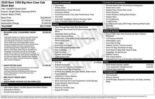2020 RAM 1500 Big Horn