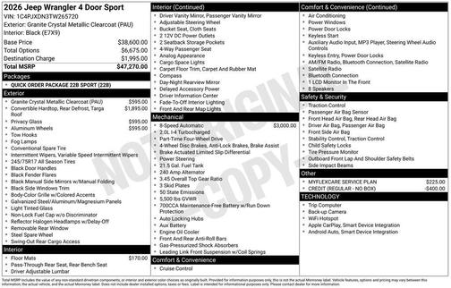 2026 Jeep Wrangler Sport