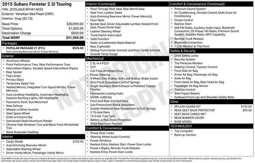 2015 Subaru Forester 2.5i Touring