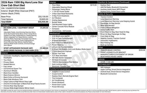 2026 RAM 1500 Big Horn/Lone Star