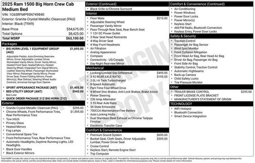 2025 RAM 1500 Big Horn/Lone Star