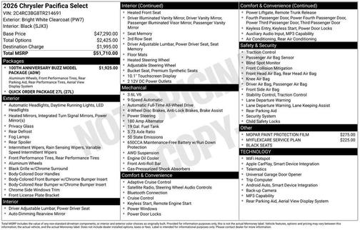 2026 Chrysler Pacifica Select