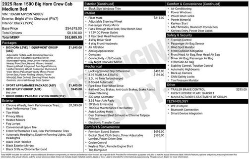 2025 RAM 1500 Big Horn/Lone Star