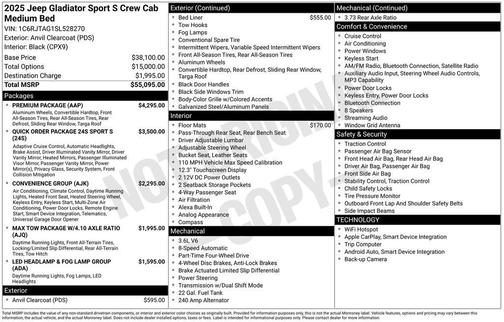 2025 Jeep Gladiator Sport
