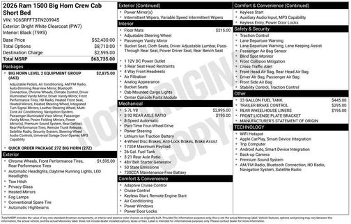 2026 RAM 1500 Big Horn/Lone Star