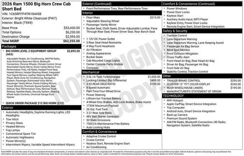 2026 RAM 1500 Big Horn/Lone Star