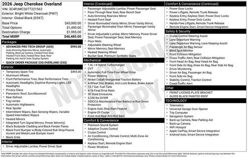 2026 Jeep Cherokee Overland