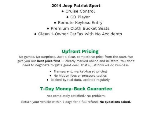 Billet Silver Metallic Clearcoat 2014 Jeep Patriot Sport