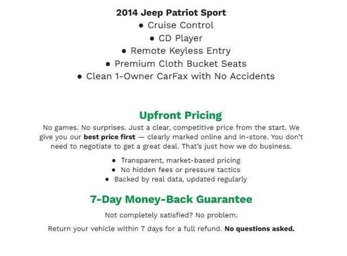 Billet Silver Metallic Clearcoat 2014 Jeep Patriot Sport