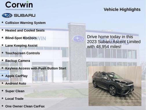 Crystal Black Silica 2023 Subaru Ascent Limited 7-Passenger
