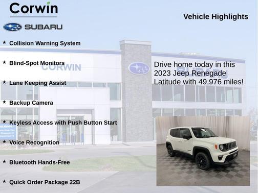 Alpine White Clearcoat 2023 Jeep Renegade Latitude