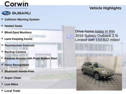 2016 Subaru Outback 2.5i Limited