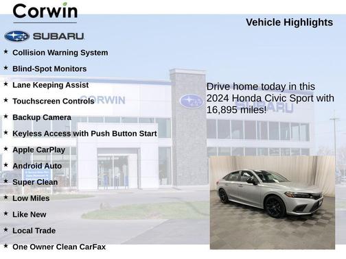 Lunar Silver Metallic 2024 Honda Civic Sport