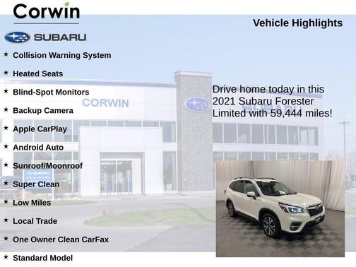 Crystal White Pearl 2021 Subaru Forester Limited