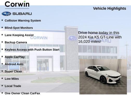 Glacial White Pearl 2024 Kia K5 GT-Line