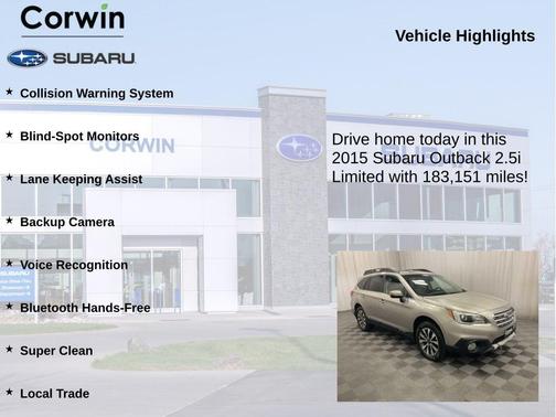 Tungsten Metallic 2015 Subaru Outback 2.5i Limited