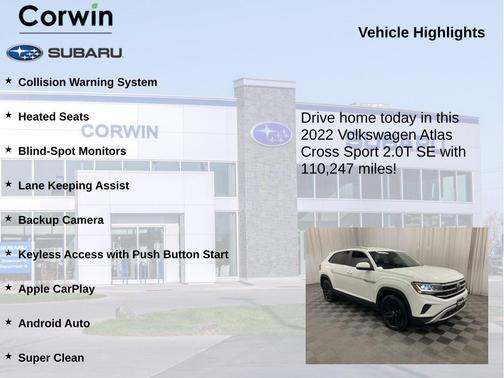 Pure White 2022 Volkswagen Atlas Cross Sport 2.0T SE w/Technology
